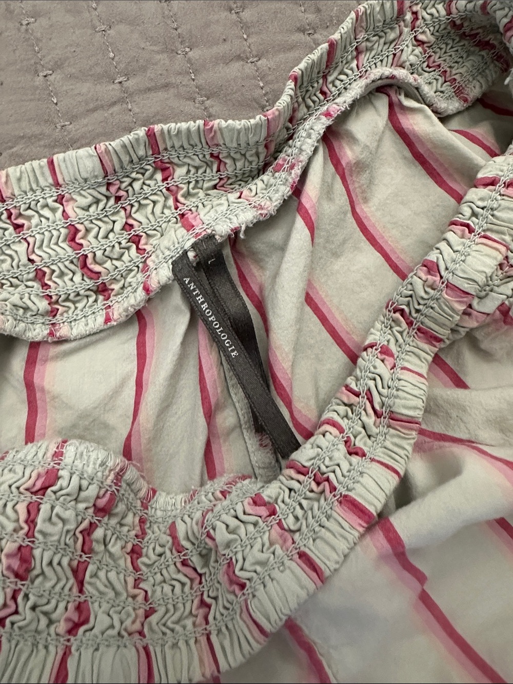 Anthropologie Pink and White Striped Two-Piece Pajama Set - Picture 3 of 3